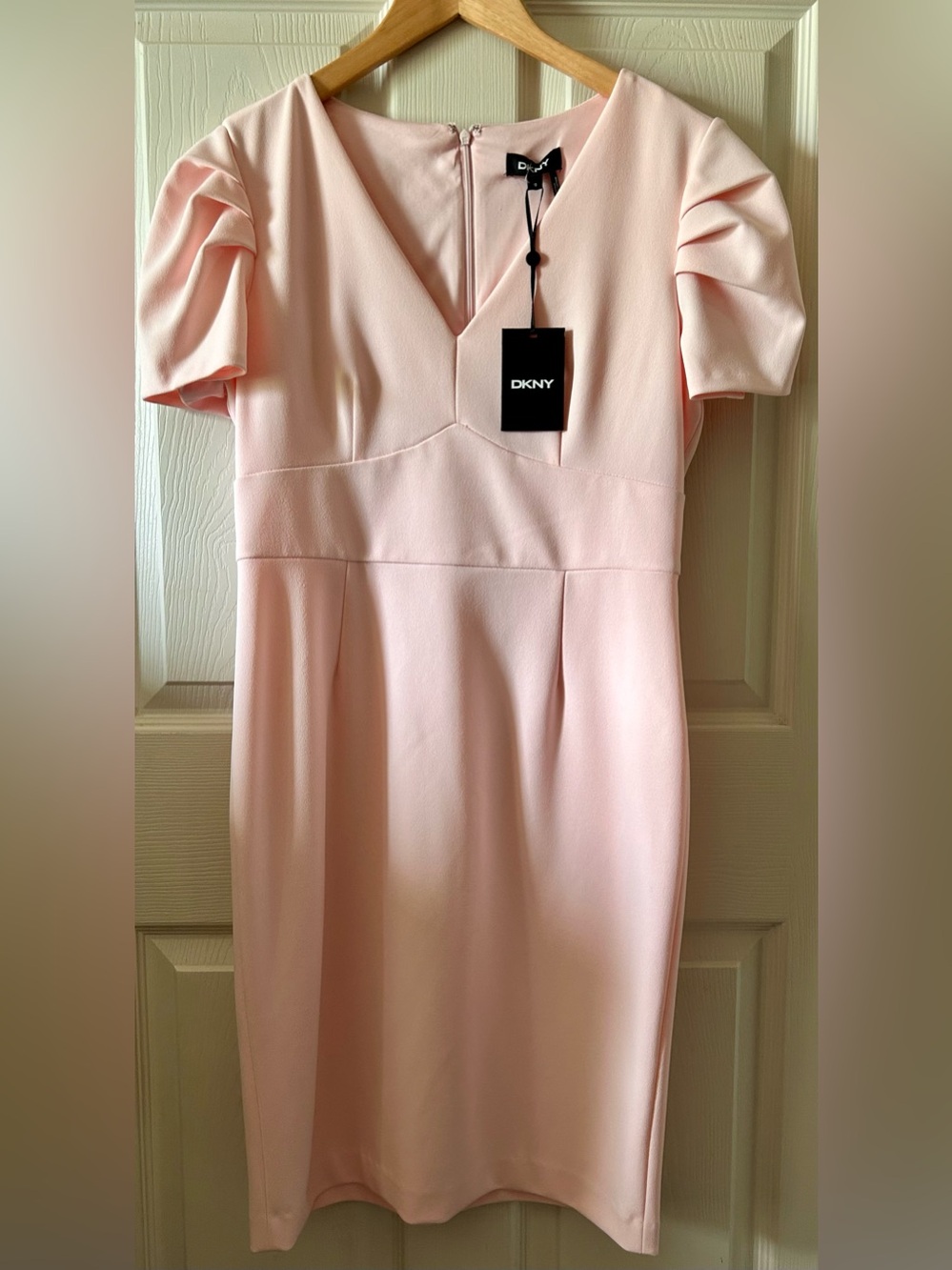 DKNY Petal Pink Romantic Boho-Chic V-Neck Sheath Dress 10 Autumn Wedding Guest